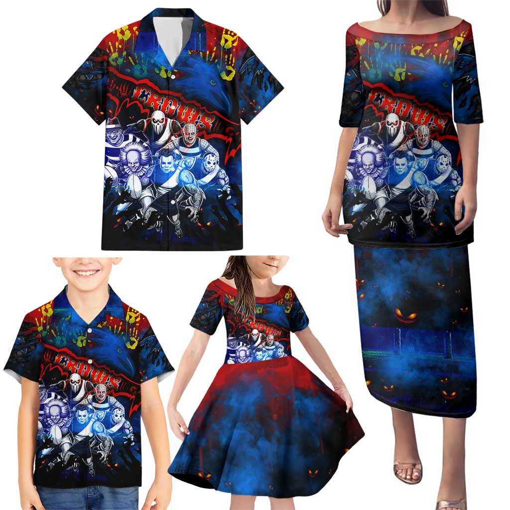Step Into Horror Domain Crows Football Family Matching Puletasi and Hawaiian Shirt Halloween Horror Movie Characters - Aussie Hoodie