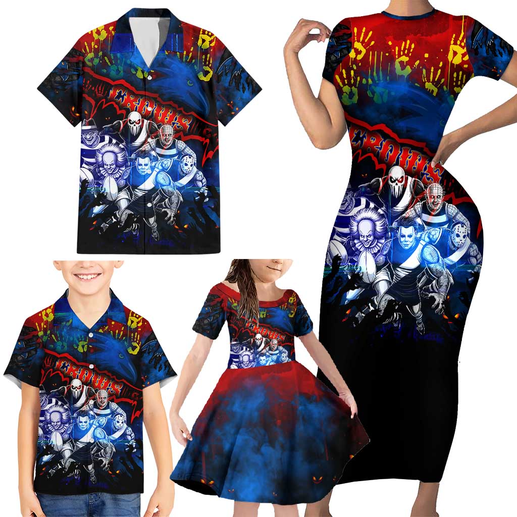 Step Into Horror Domain Crows Football Family Matching Short Sleeve Bodycon Dress and Hawaiian Shirt Halloween Horror Movie Characters - Aussie Hoodie