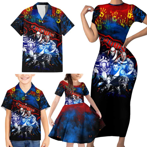 Step Into Horror Domain Crows Football Family Matching Short Sleeve Bodycon Dress and Hawaiian Shirt Halloween Horror Movie Characters - Aussie Hoodie