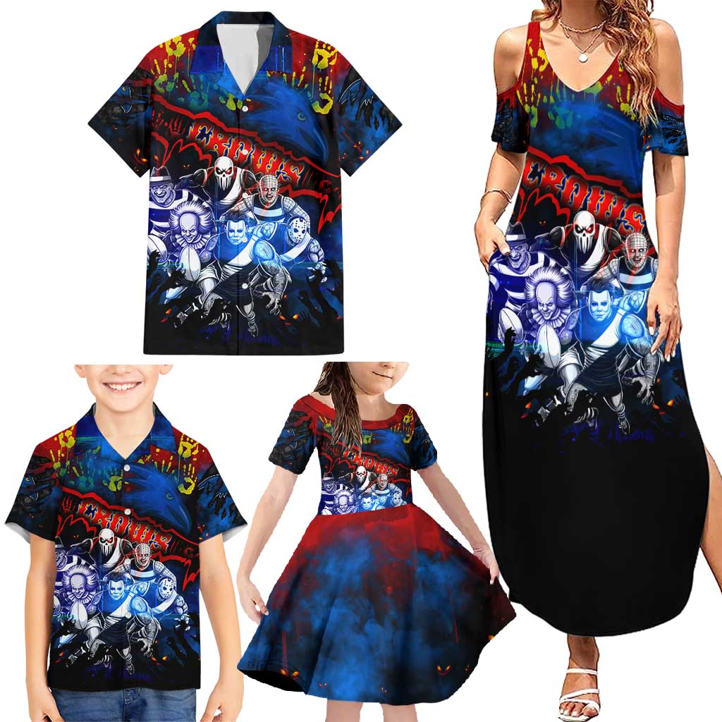 Step Into Horror Domain Crows Football Family Matching Summer Maxi Dress and Hawaiian Shirt Halloween Horror Movie Characters - Aussie Hoodie