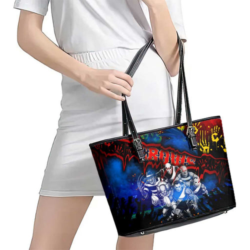 Step Into Horror Domain Crows Football Leather Tote Bag Halloween Horror Movie Characters - Aussie Hoodie
