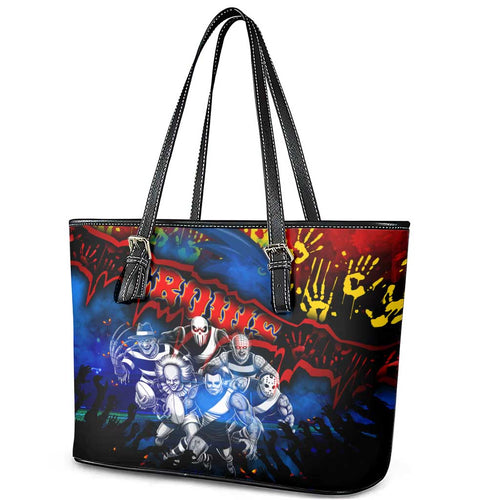 Step Into Horror Domain Crows Football Leather Tote Bag Halloween Horror Movie Characters - Aussie Hoodie