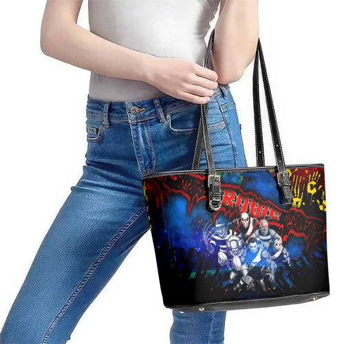 Step Into Horror Domain Crows Football Leather Tote Bag Halloween Horror Movie Characters - Aussie Hoodie