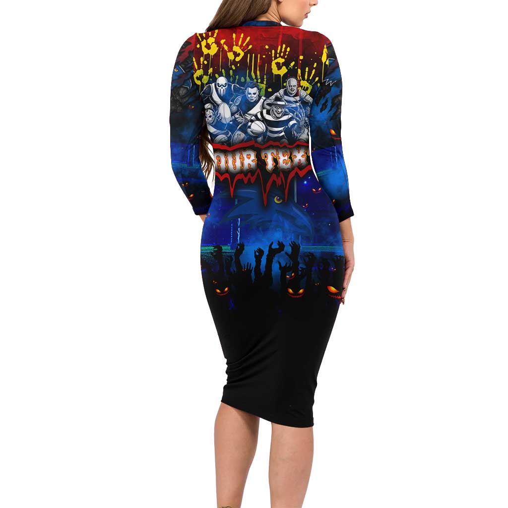 Step Into Horror Domain Crows Football Long Sleeve Bodycon Dress Halloween Horror Movie Characters - Aussie Hoodie