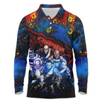 Step Into Horror Domain Crows Football Long Sleeve Polo Shirt Halloween Horror Movie Characters - Aussie Hoodie
