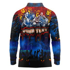 Step Into Horror Domain Crows Football Long Sleeve Polo Shirt Halloween Horror Movie Characters - Aussie Hoodie
