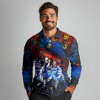 Step Into Horror Domain Crows Football Long Sleeve Polo Shirt Halloween Horror Movie Characters - Aussie Hoodie