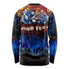 Step Into Horror Domain Crows Football Long Sleeve Shirt Halloween Horror Movie Characters - Aussie Hoodie