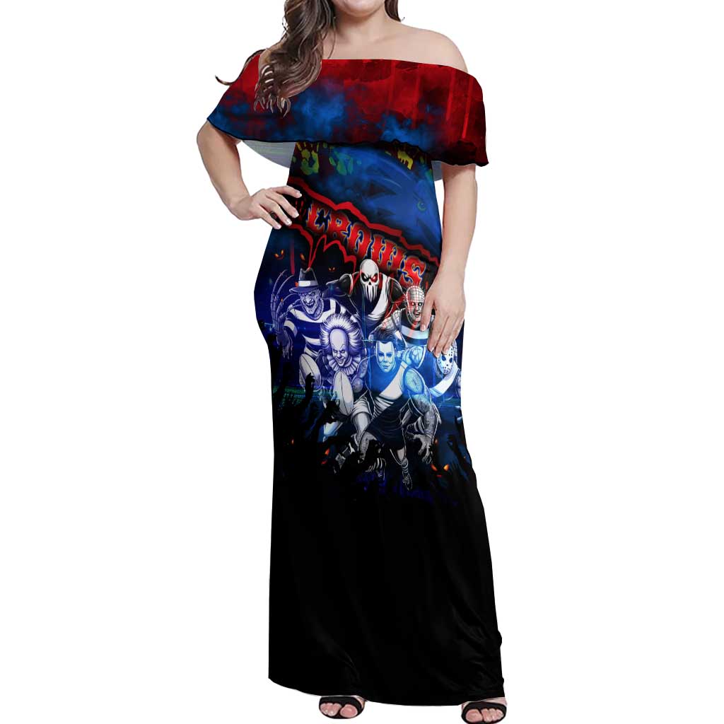 Step Into Horror Domain Crows Football Off Shoulder Maxi Dress Halloween Horror Movie Characters - Aussie Hoodie