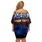 Step Into Horror Domain Crows Football Off Shoulder Short Dress Halloween Horror Movie Characters - Aussie Hoodie