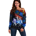 Step Into Horror Domain Crows Football Off Shoulder Sweater Halloween Horror Movie Characters - Aussie Hoodie