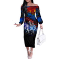 Step Into Horror Domain Crows Football Off The Shoulder Long Sleeve Dress Halloween Horror Movie Characters - Aussie Hoodie