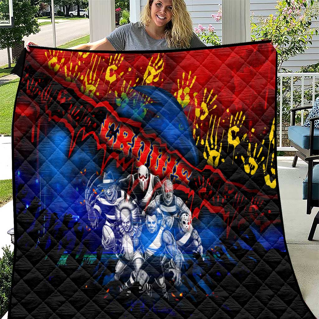 Step Into Horror Domain Crows Football Quilt Halloween Horror Movie Characters - Aussie Hoodie