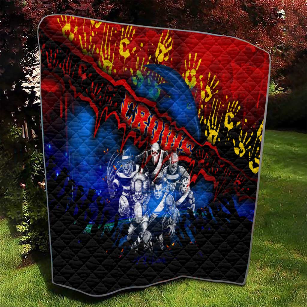 Step Into Horror Domain Crows Football Quilt Halloween Horror Movie Characters - Aussie Hoodie
