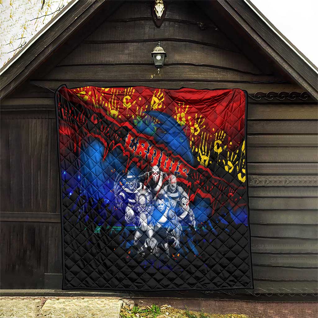 Step Into Horror Domain Crows Football Quilt Halloween Horror Movie Characters - Aussie Hoodie