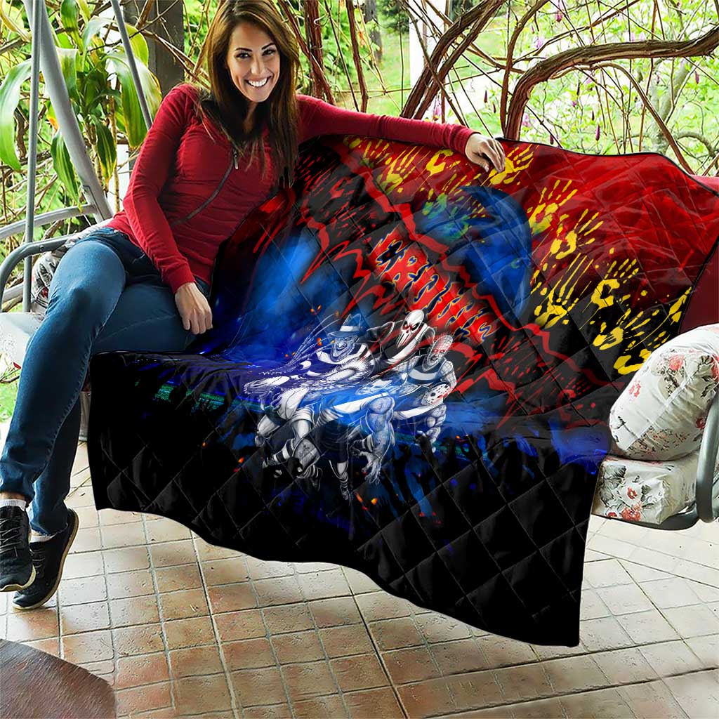 Step Into Horror Domain Crows Football Quilt Halloween Horror Movie Characters - Aussie Hoodie