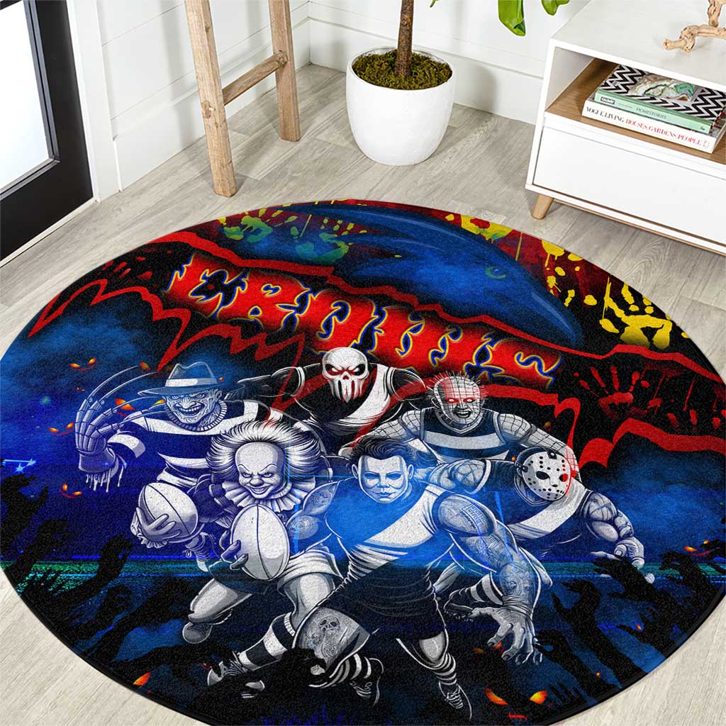 Step Into Horror Domain Crows Football Round Carpet Halloween Horror Movie Characters - Aussie Hoodie