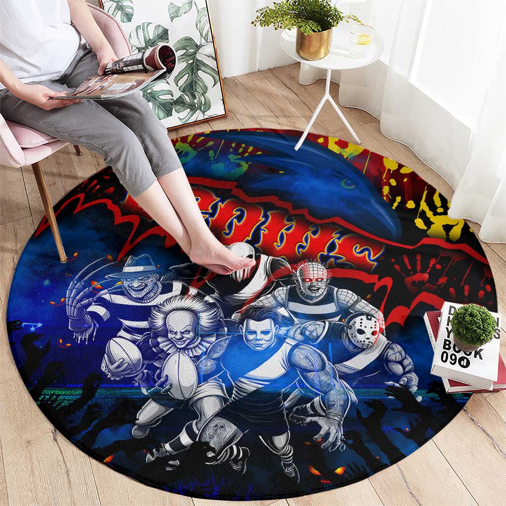 Step Into Horror Domain Crows Football Round Carpet Halloween Horror Movie Characters - Aussie Hoodie