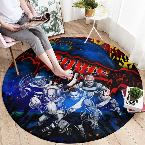 Step Into Horror Domain Crows Football Round Carpet Halloween Horror Movie Characters - Aussie Hoodie