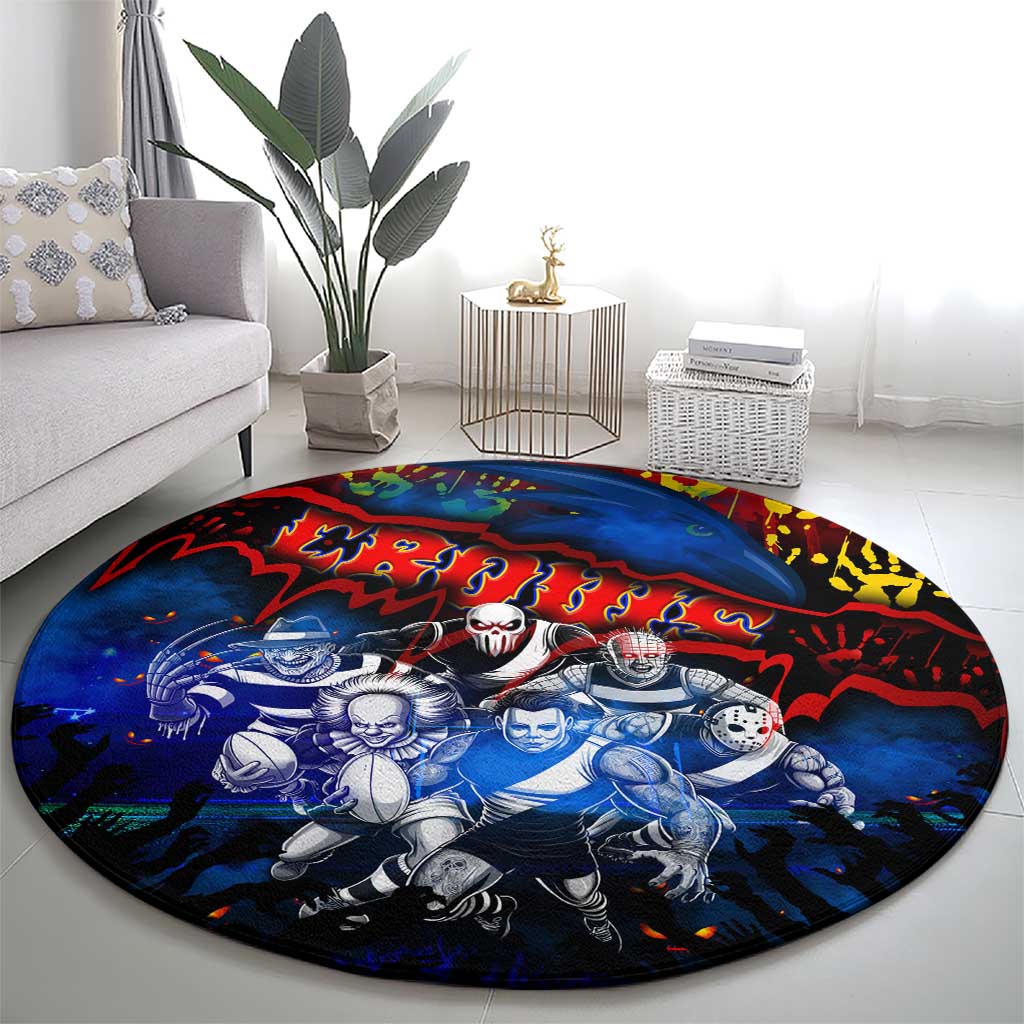 Step Into Horror Domain Crows Football Round Carpet Halloween Horror Movie Characters - Aussie Hoodie