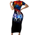 Step Into Horror Domain Crows Football Short Sleeve Bodycon Dress Halloween Horror Movie Characters - Aussie Hoodie