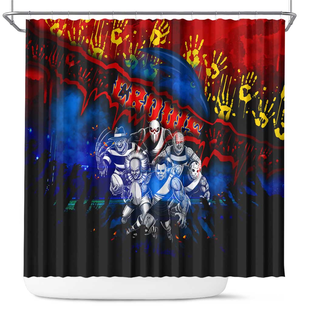 Step Into Horror Domain Crows Football Shower Curtain Halloween Horror Movie Characters - Aussie Hoodie