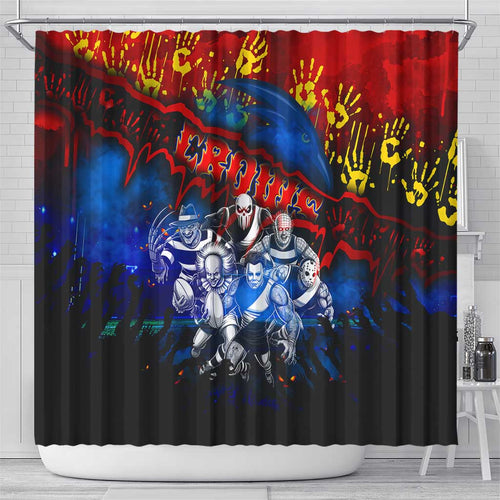 Step Into Horror Domain Crows Football Shower Curtain Halloween Horror Movie Characters - Aussie Hoodie