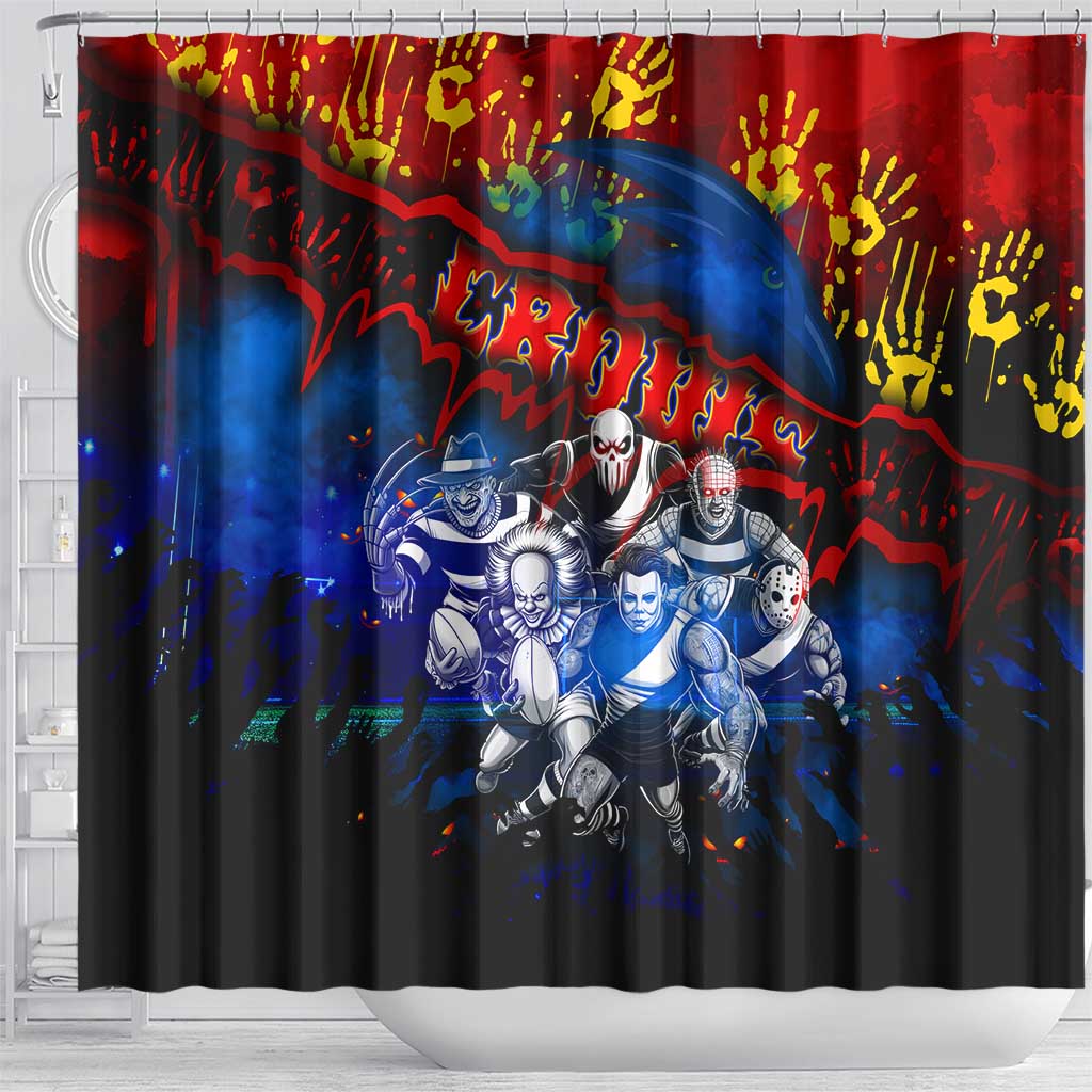 Step Into Horror Domain Crows Football Shower Curtain Halloween Horror Movie Characters - Aussie Hoodie