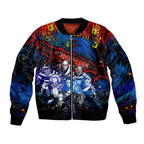 Step Into Horror Domain Crows Football Sleeve Zip Bomber Jacket Halloween Horror Movie Characters - Aussie Hoodie