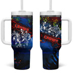 Step Into Horror Domain Crows Football Tumbler With Handle Halloween Horror Movie Characters - Aussie Hoodie