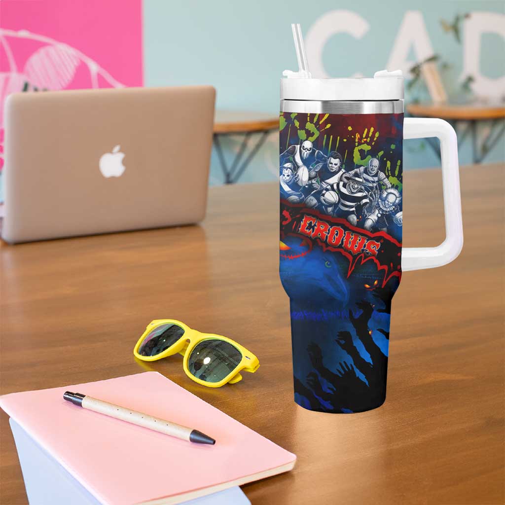 Step Into Horror Domain Crows Football Tumbler With Handle Halloween Horror Movie Characters - Aussie Hoodie