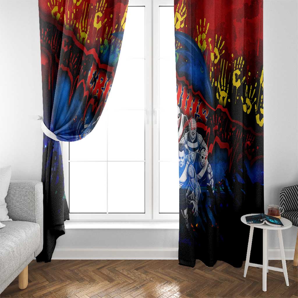 Step Into Horror Domain Crows Football Window Curtain Halloween Horror Movie Characters - Aussie Hoodie