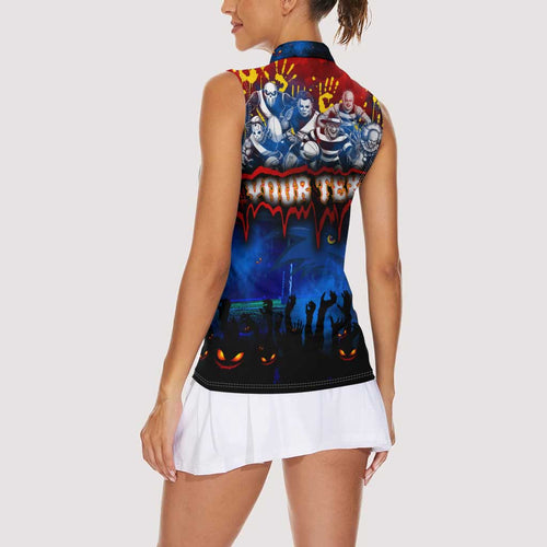 Step Into Horror Domain Crows Football Women Sleeveless Polo Shirt Halloween Horror Movie Characters - Aussie Hoodie