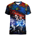 Step Into Horror Domain Crows Football Women V-Neck T-Shirt Halloween Horror Movie Characters - Aussie Hoodie