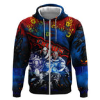 Step Into Horror Domain Crows Football Zip Hoodie Halloween Horror Movie Characters - Aussie Hoodie