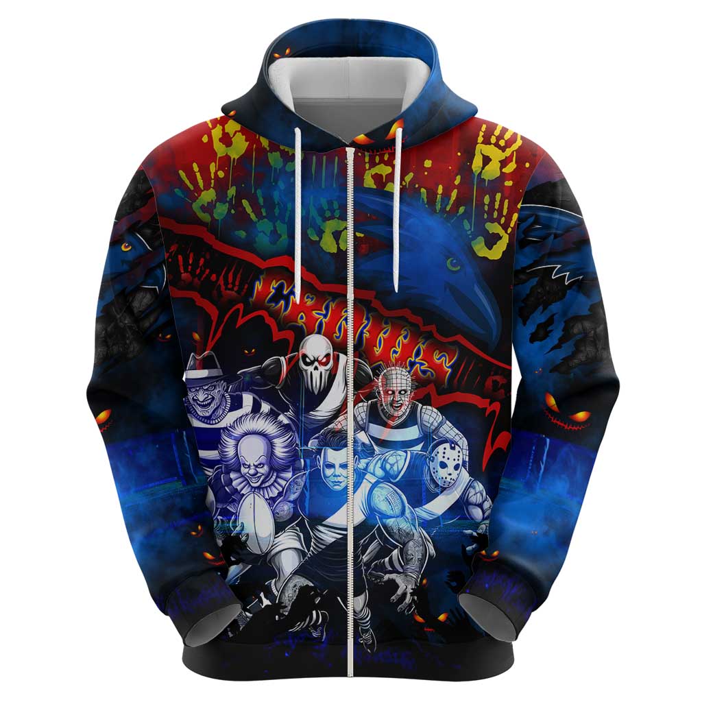 Step Into Horror Domain Crows Football Zip Hoodie Halloween Horror Movie Characters - Aussie Hoodie