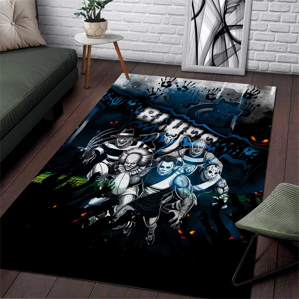 Step Into Horror Domain Blues Football Area Rug Halloween Horror Movie Characters - Aussie Hoodie