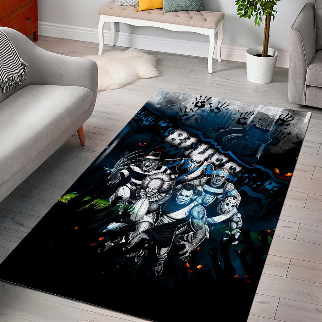 Step Into Horror Domain Blues Football Area Rug Halloween Horror Movie Characters - Aussie Hoodie