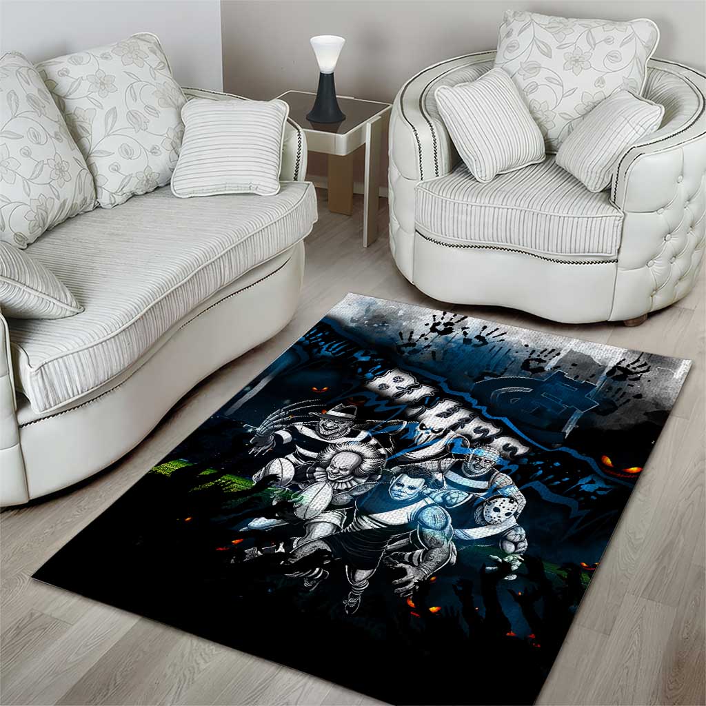 Step Into Horror Domain Blues Football Area Rug Halloween Horror Movie Characters - Aussie Hoodie