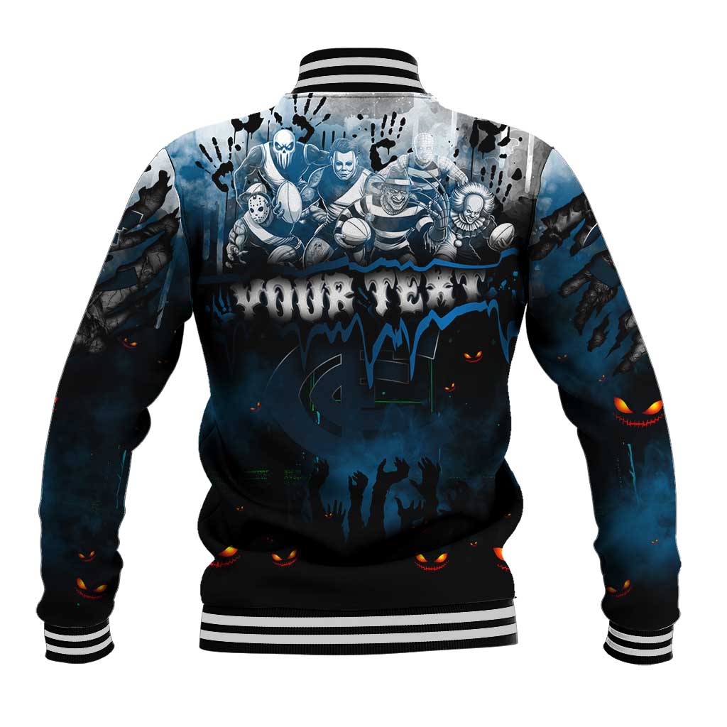 Step Into Horror Domain Blues Football Baseball Jacket Halloween Horror Movie Characters - Aussie Hoodie