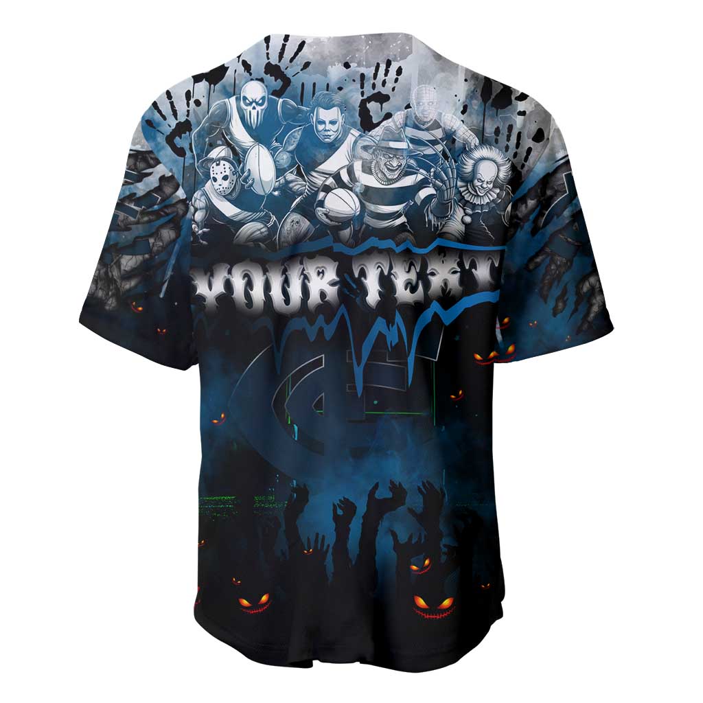 Step Into Horror Domain Blues Football Baseball Jersey Halloween Horror Movie Characters - Aussie Hoodie
