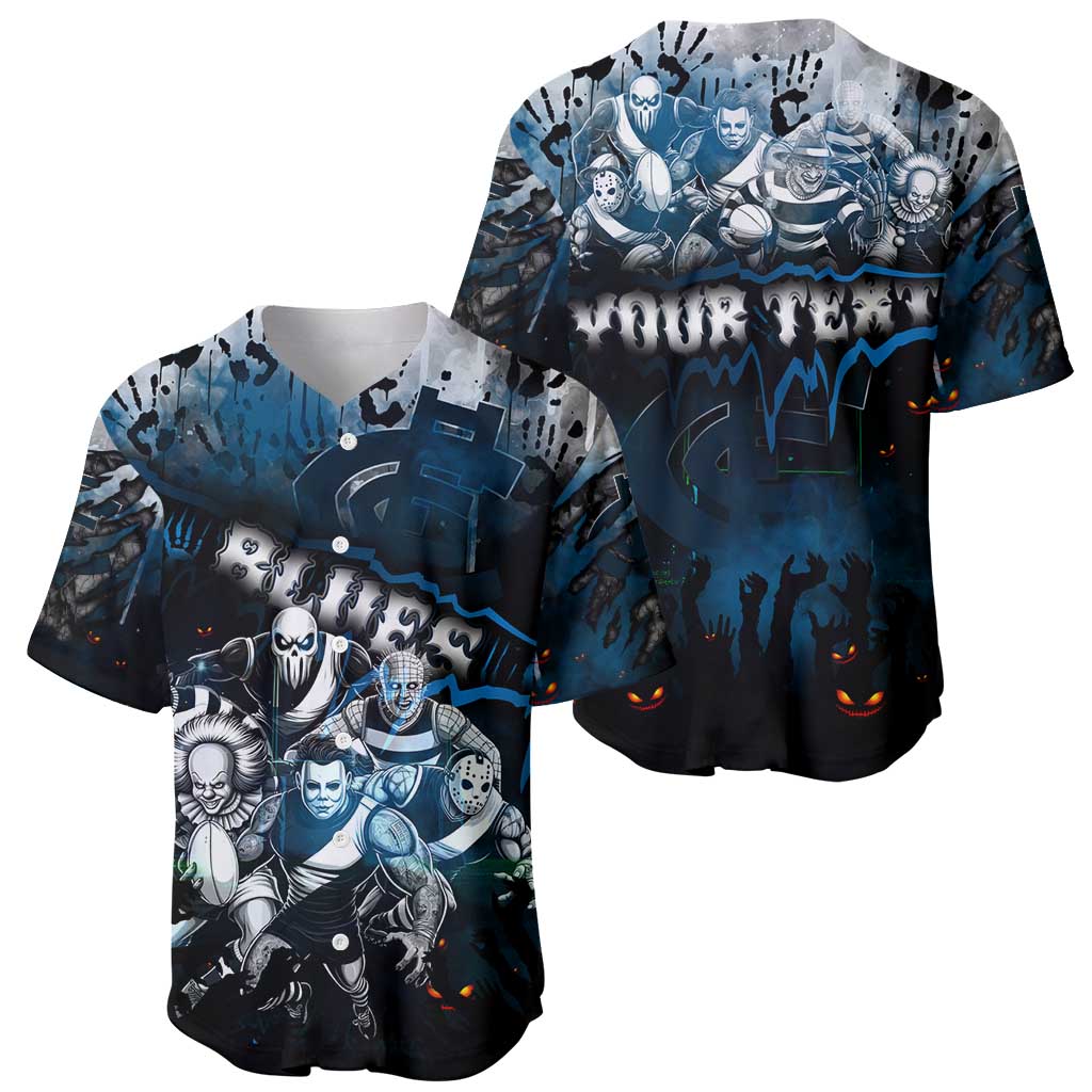Step Into Horror Domain Blues Football Baseball Jersey Halloween Horror Movie Characters - Aussie Hoodie
