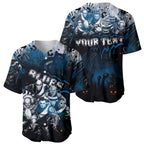 Step Into Horror Domain Blues Football Baseball Jersey Halloween Horror Movie Characters - Aussie Hoodie