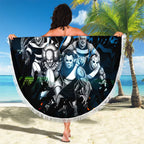 Step Into Horror Domain Blues Football Beach Blanket Halloween Horror Movie Characters - Aussie Hoodie