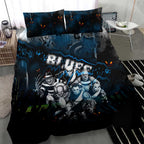 Step Into Horror Domain Blues Football Bedding Set Halloween Horror Movie Characters - Aussie Hoodie