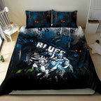 Step Into Horror Domain Blues Football Bedding Set Halloween Horror Movie Characters - Aussie Hoodie