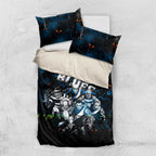Step Into Horror Domain Blues Football Bedding Set Halloween Horror Movie Characters - Aussie Hoodie
