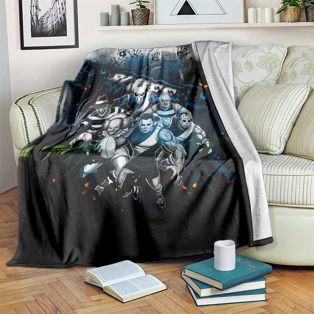 Step Into Horror Domain Blues Football Blanket Halloween Horror Movie Characters - Aussie Hoodie
