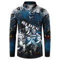 Step Into Horror Domain Blues Football Button Sweatshirt Halloween Horror Movie Characters - Aussie Hoodie
