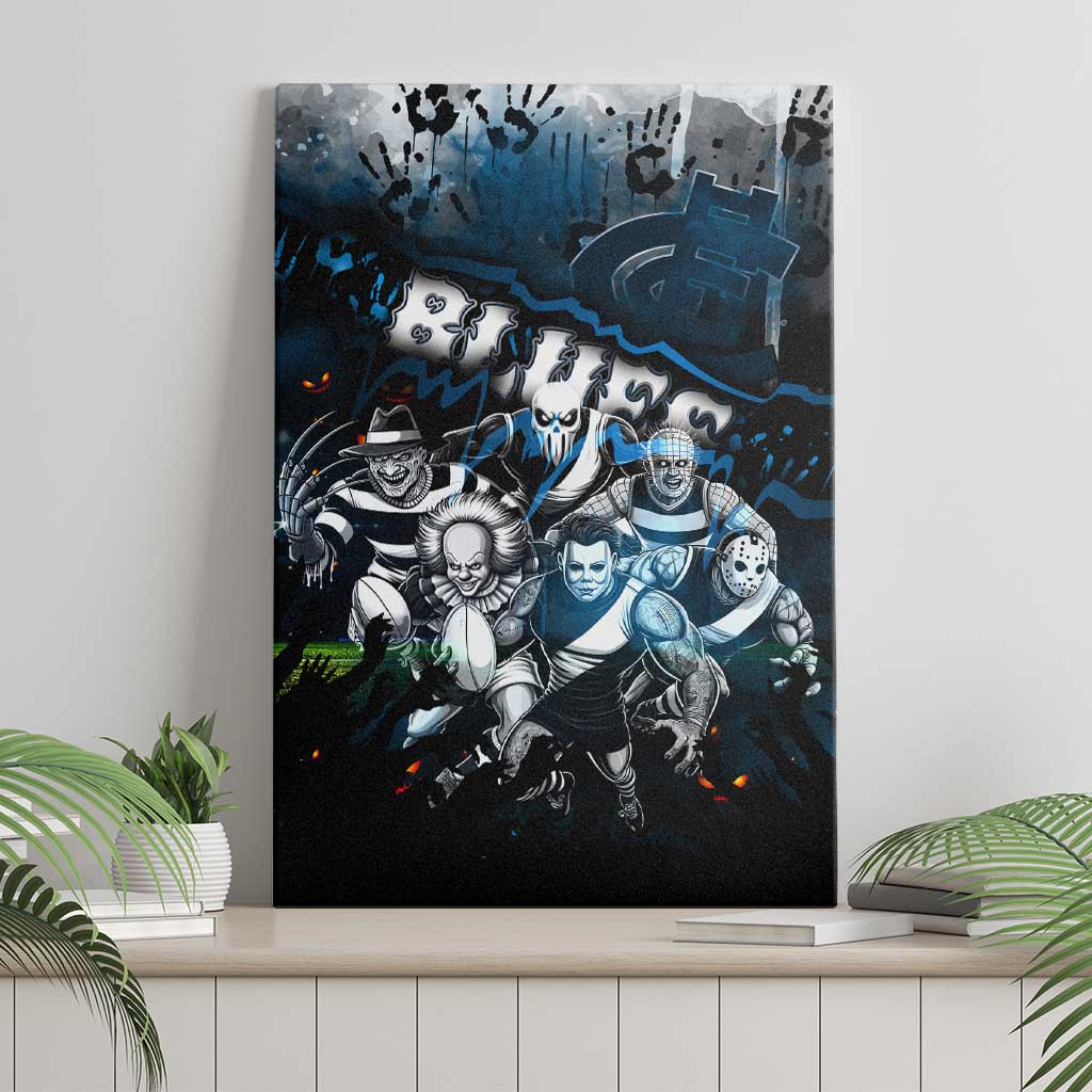 Step Into Horror Domain Blues Football Canvas Wall Art Halloween Horror Movie Characters - Aussie Hoodie